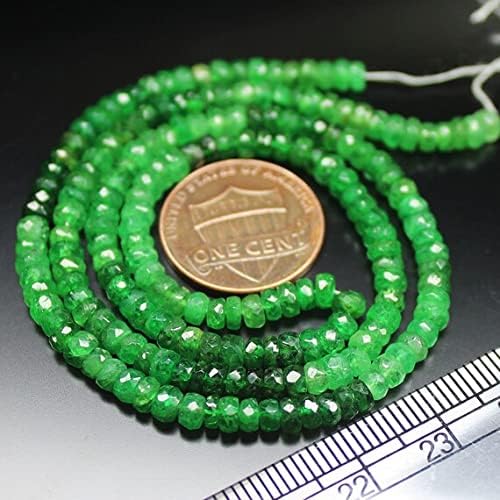 Natural Shaded Tsavorite Garnet Faceted Gemstone Rondelle Craft Beads Strand 16