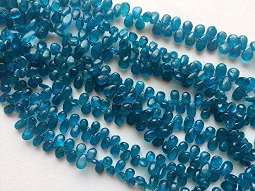 1 Strand Natural Neon Blue Apatite Plain Pear Beads, Apatite Briolettes, Neon Apatite Necklace, 5x7mm, 8 Inch Code-HIGH-18141