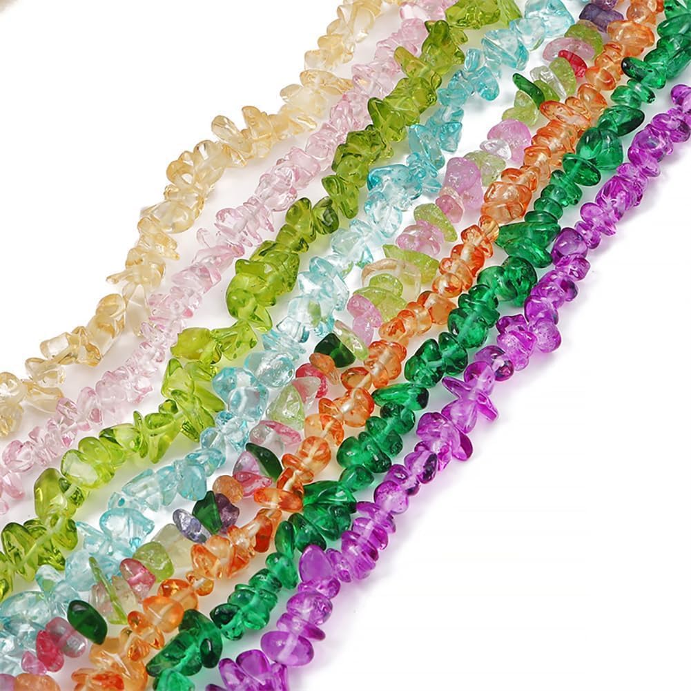 400Pcs Stone Beads for Jewelry Making,5-10 mm Loose Waist Beads Bulk for Craft, Transparent Beads Irregular Beads for Bracelets Keychain Earring,(Mixed Color,5 10 mm(1600P))