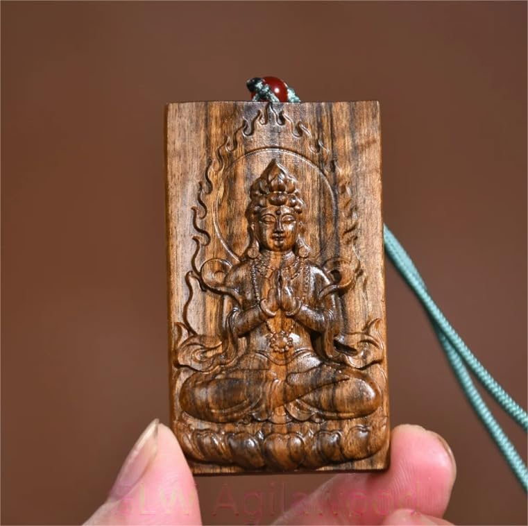 Agarwood True Vietnam Agarwood Hand Carving Aloewood Avalokitesvara Pendant Car Pendant