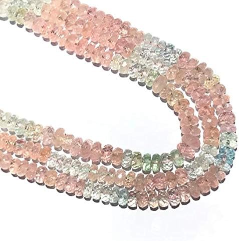 Morganite Rondelle Faceted Beads, Natural Morganite Jewelry, Morganite Necklace, 15 Inch Strand Beads Gemstone Size 6 mm AAA Quality