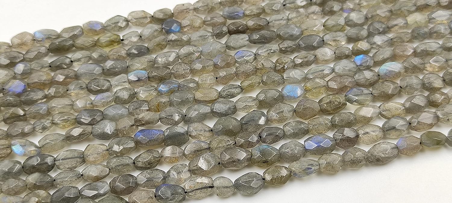 Hanumat Gems Lot of 10 Strands Natural Labradorite Faceted Oval Shape Gemstone Beads,Labradorite Faceted Beads,Labradorite Oval Beads,5X7-6X9 MM Oval Beads,13 Inches Oval Beads Strand.