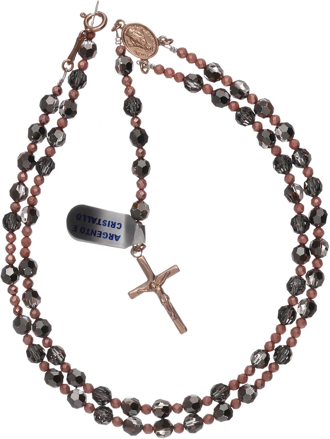 Rosary rosé Finished Beading Wire with Grey Strass Beads