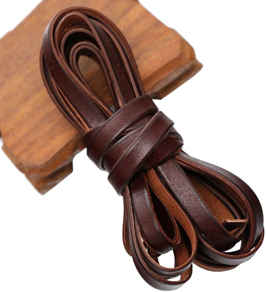 Braided Cord String Rope, 1.5mm Flat Leather Cord Natural Lacing Strip Braiding String Making Braided Bracelets(46m,10mm)