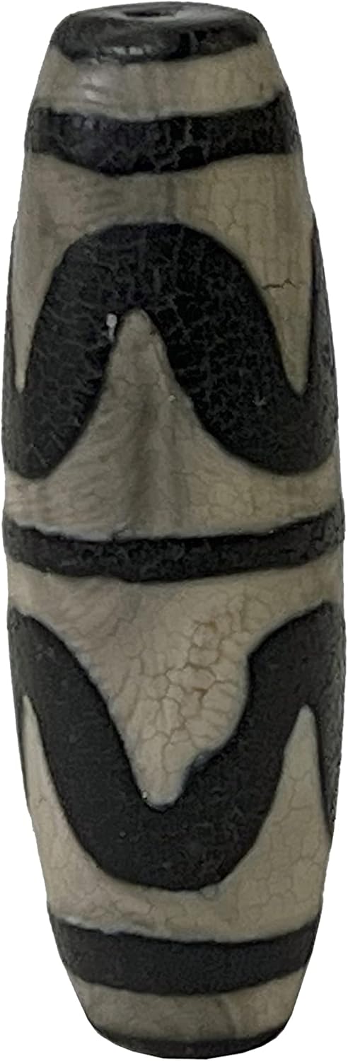 Chinese Handmade Agate Stone Pattern Oval Long Dzi Bead Pendant Aws2399