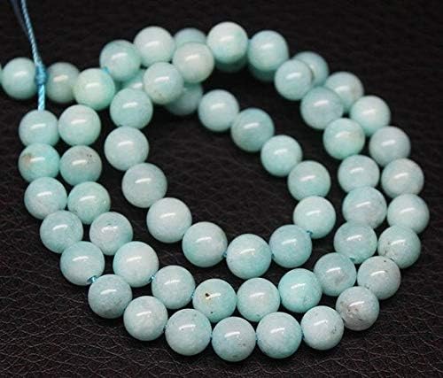 1 Strand Amazonite Round Ball Smooth 16'' Long Strand Gemstone Beads, Jewelry Supplies for Jewelry Making, Bulk Beads, for Meditation Jewellery for Reiki Healing Mystic Gemstone 6mm