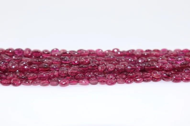 Rubellite Smooth Oval Shape Beads 4 * 6 mm Tourmaline Smooth Oval Beads Rubellite Oval Beads Wholesale Beads for Making Jwelery