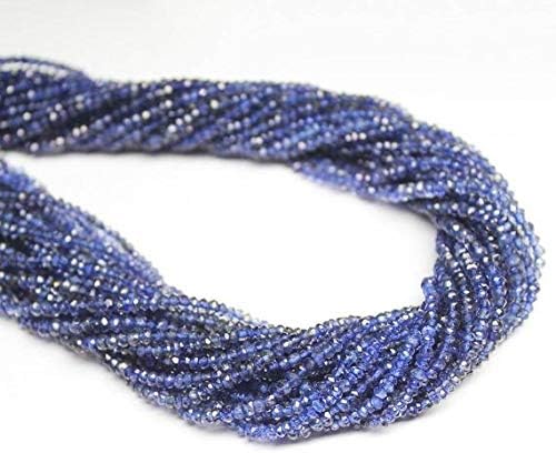 Natural Water Sapphire Blue Iolite Faceted Rondelle Micro Gemstone Craft Loose Beads Strand 13 Inch Long 2.5mm Code-HIGH-465