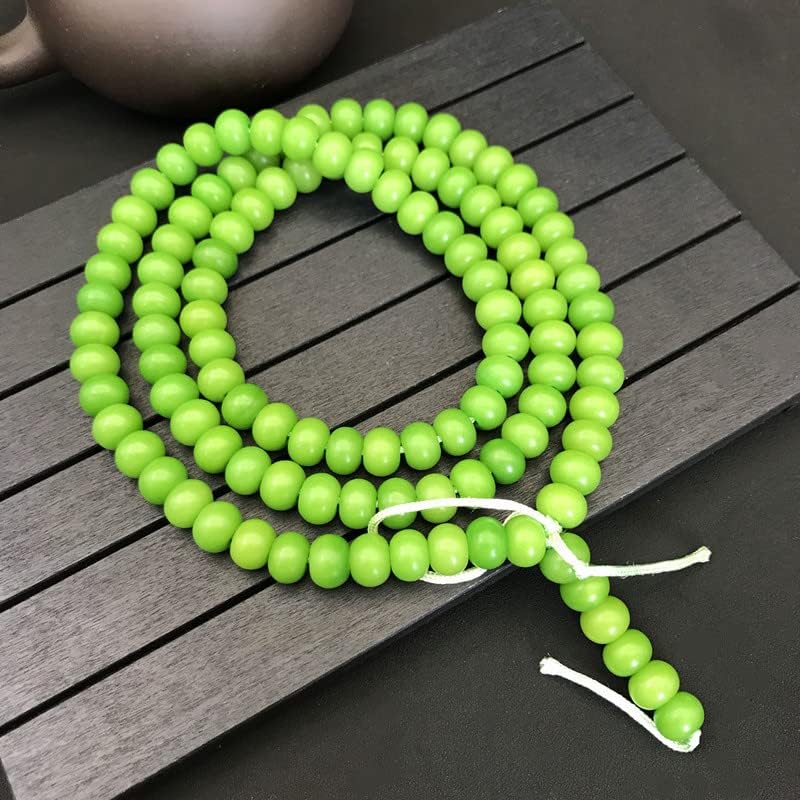 1Pcs白玉菩提根手串108颗男女佛珠手链项链阴绿菩提子散珠配饰(南瓜珠9*12)
