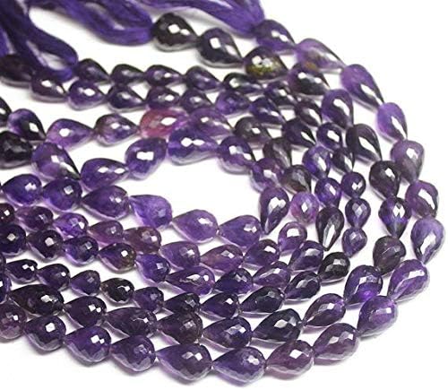 LOVEKUSH LKBEADS Natural Purple Amethyst Faceted Tear Drop Briolette Gemstone Loose Craft Beads Strand 10 Inch Long 8mm 12mm Code-HIGH-1011