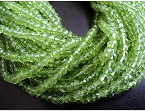 1 Strand Natural Green Coated Quartz, Micro Faceted Rondelle Beads, 4mm Beads, 14 Inches Code-HIGH-16569