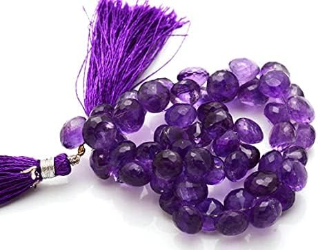 8 inch Strand of Natural Amethyst 8.5-9.5mm Onion Faceted briolette Beads for DIY Jewelry Making. |BRIO_00226