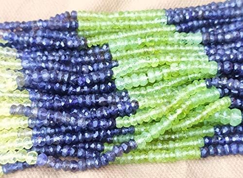GEMZ 8 inch Strand of Natural Multi Gemstone rondelle Shape Faceted Cut Multi Color Color Beads for DIY Jewelry Making- Earring Necklace Bracelet.