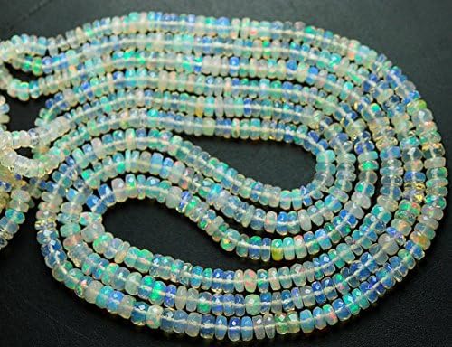 35 Beads,AAA Quality,Large Size White Ethiopian Opal Faceted Rondelles,4-5mm Size