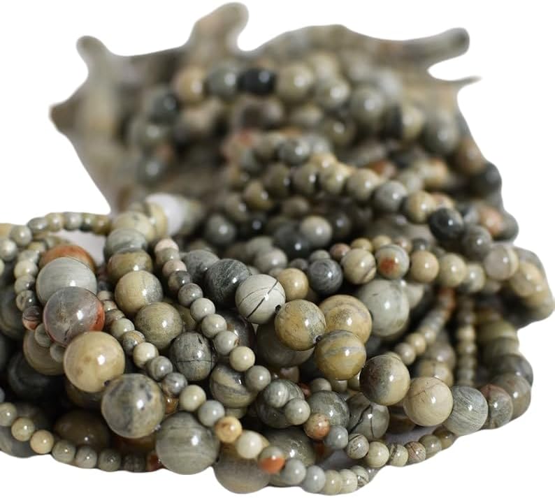 13 inch Strand of Natural gem Green Silver, 10mm Round Smooth Beads for DIY Jewelry Making. | Beads_04498