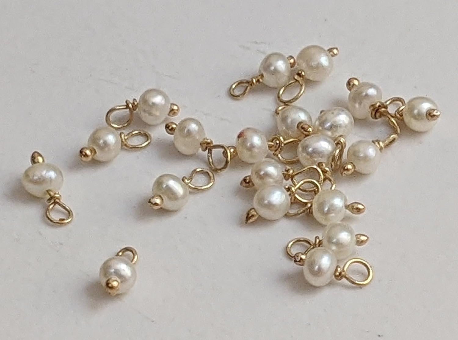Women's 3 mm Pearl 925 Sterling Silver Wire Wrapped Pearl Rondelle Beads, Pearl Jewelry Hangings, Loose Pearl Beads (50Pcs To 100 Pcs Options)