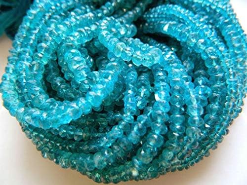 5 Strands Blue Apatite Rondelle Beads, Faceted Rondelles, 4.5mm Rondelle Beads, Wholesale Gemstone, 14 Inch Strand Code-HIGH-49492