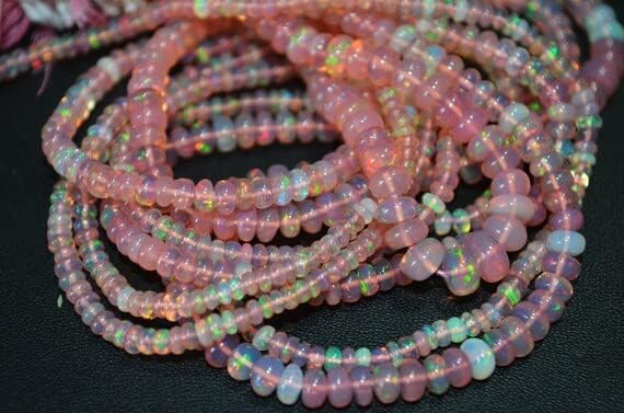 Natural Soothing Pink Ethiopian Opal Smooth Beads,3.20-4.20 mm Approx, 16 inch Strand