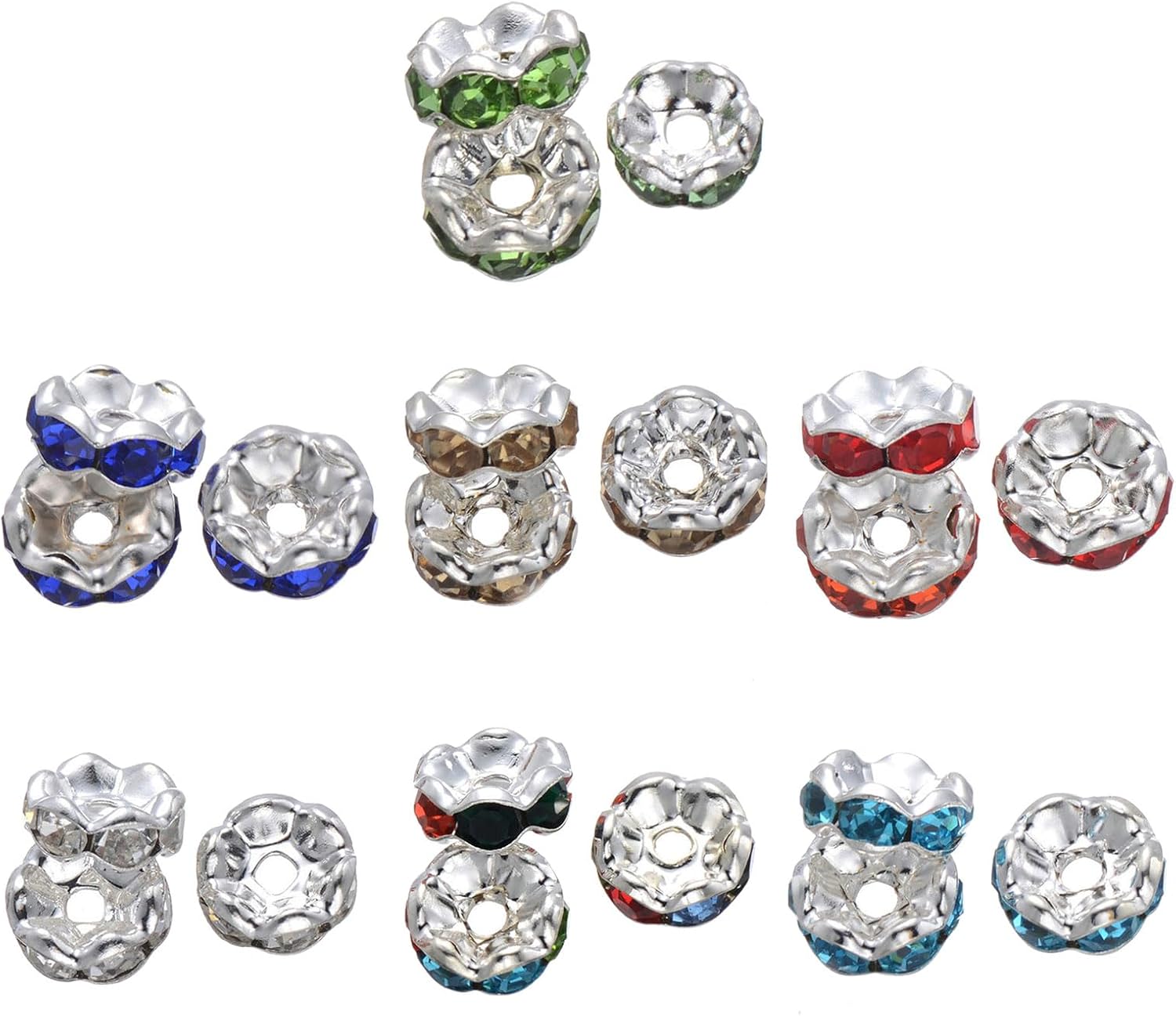 2000Pcs Multicolor Rhinestones Rondelle Spacer Beads Colorful Rhinestones Beads Suitable for Jewelry and Beadable