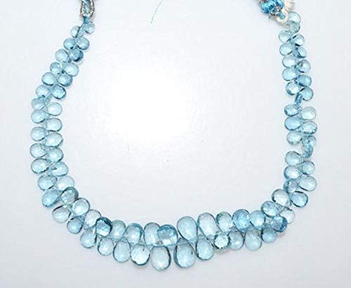 13 inch natural beads strand of 4x5-7x9mm faceted pear aquamarine gemstone briolletes beads for DIY jewelry - necklace, bracelet, earring, ring.