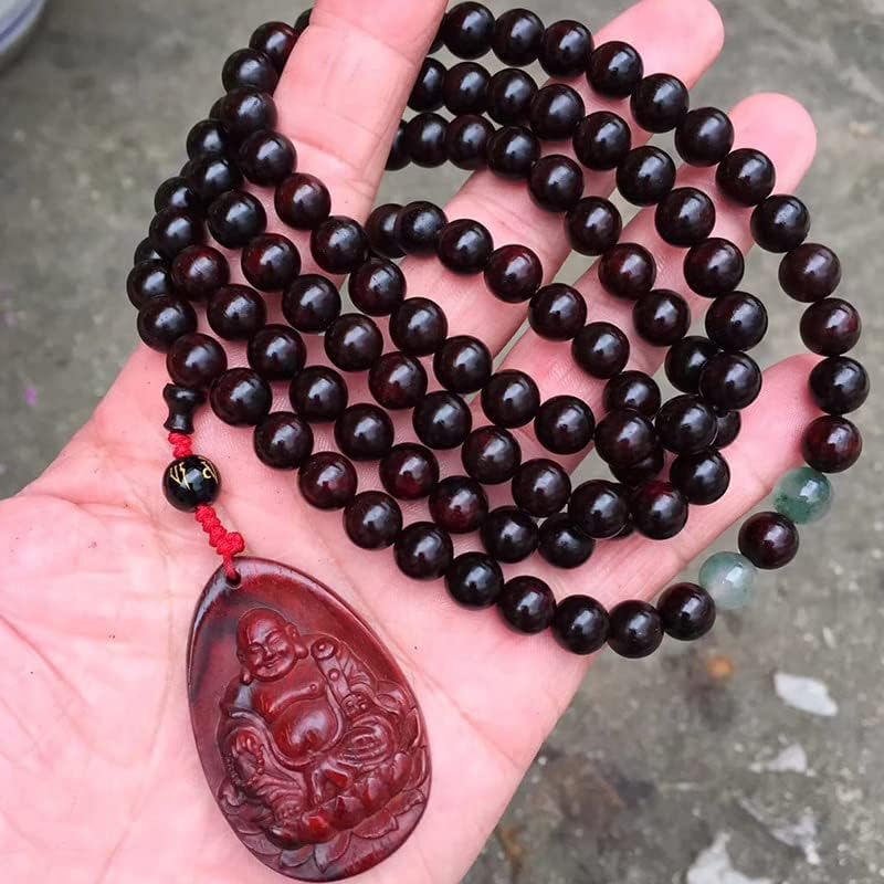 印度小叶紫檀【弥勒佛】 08 * 108颗高油密老料佛珠手串手链念珠(小叶紫檀弥勒佛)