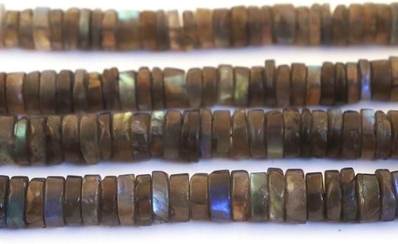 13 inch Strand of Natural gem Labradorite, 9-10mm Wheel Faceted Beads for DIY Jewelry Making. | Beads_05056