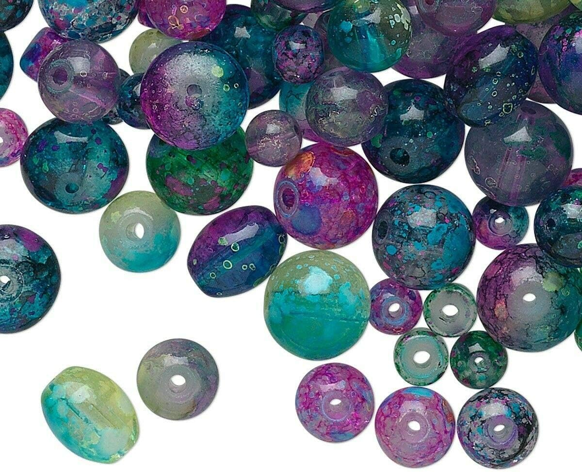 Approximately 650 Glass 4-8mm Speckled Beads with Mix of Shapes & Sizes