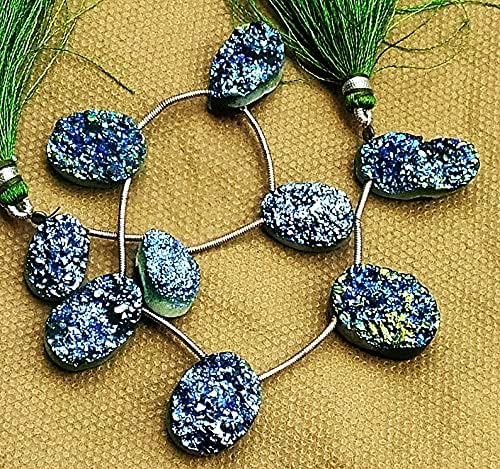 8 inch Strand of Natural druzy Quartz 14.5-21 mm pear Faceted briolette Beads for DIY Jewelry Making. |BRIO_02840