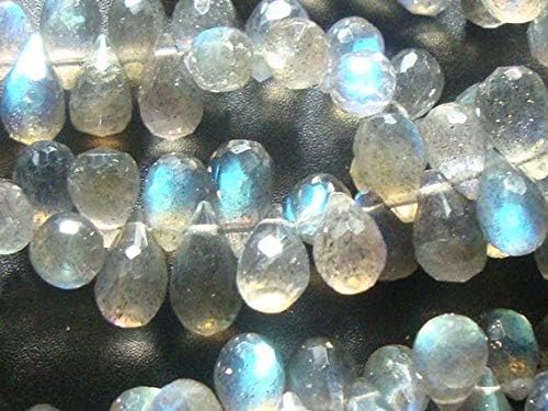 6-7x4-5mm, AAA Labrarite Lovely Baby Micro Faceted Teardrop Briolettes 5 inch Strand Code-HIGH-61921