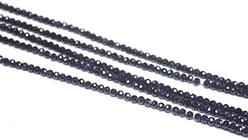 1 Strand Sapphire Round Ball Faceted 13'' Long Strand Gemstone Beads, Jewelry Supplies for Jewelry Making, Bulk Beads, for Meditation Jewellery for Reiki Healing Mystic Gemstone Size 2mm