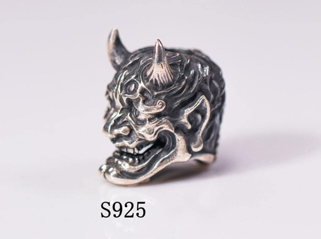 Japan Evil Hannya Lanyard Bead Charms Parachute Paracord Cord Tool for Pendant Keychain Zipper Pull S925 Red Brass