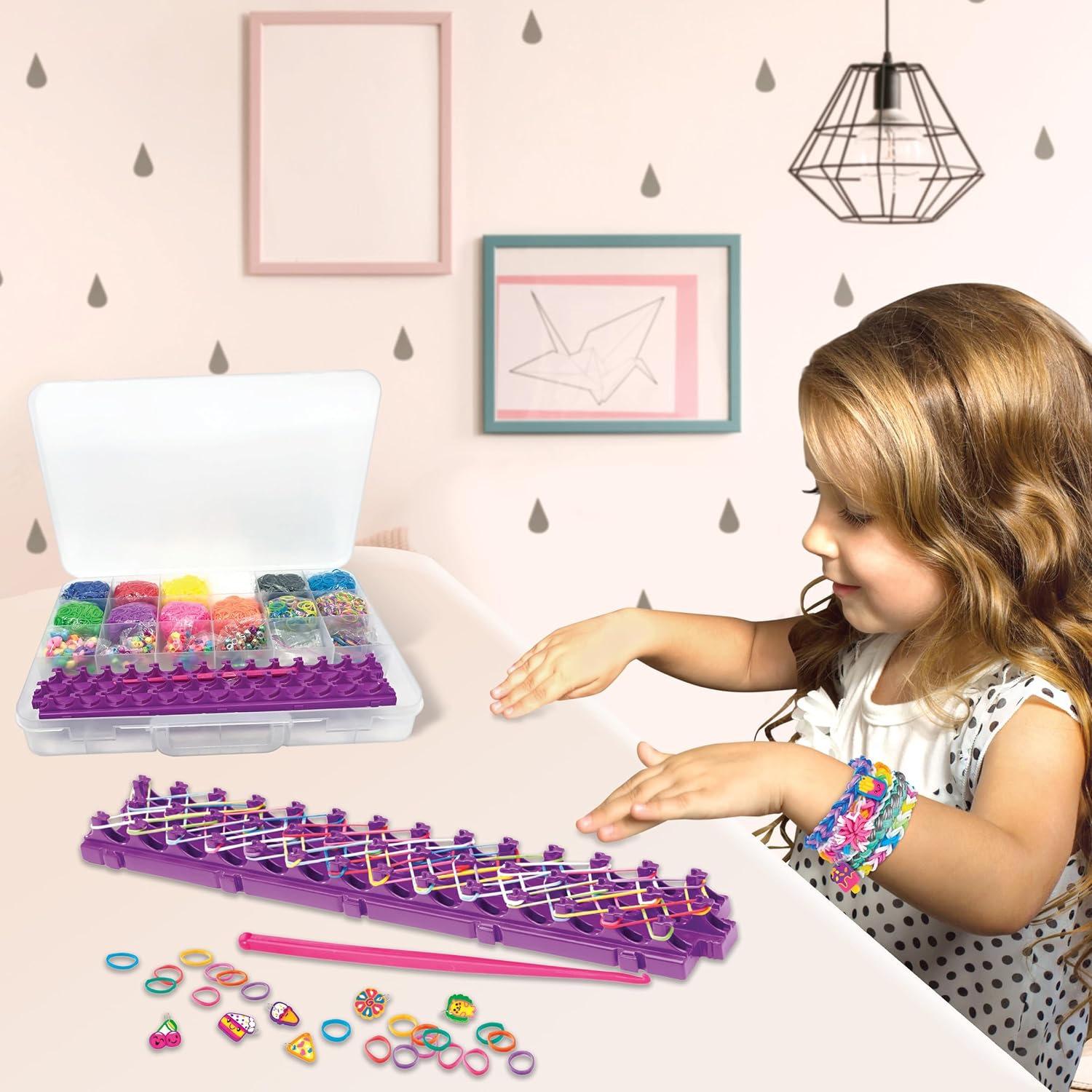 Lexibook, Studio Elastique CRLOOM7 Giant Loom Set All in One Blue Green Red Yellow Orange Pink Purple Black