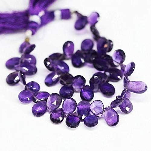 Natural African Purple Amethyst Faceted Pear Drop Gemstone Craft Loose Beads Strand 9 Inch Long 9mm 10mm Code-HIGH-1959