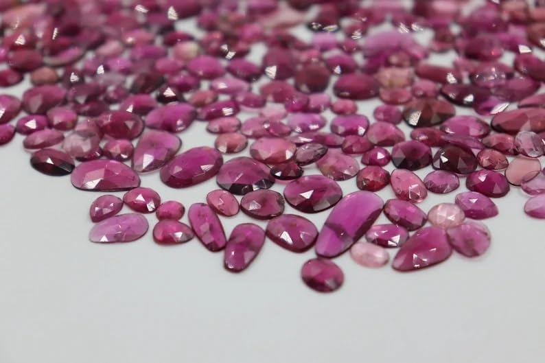 Rubellite Rosecut Polki Beads 4 * 7-7 * 9mm Rubellite Cutstone Rubellite Cabochon Loose Beads Wholesale Beads for Making Jwelery