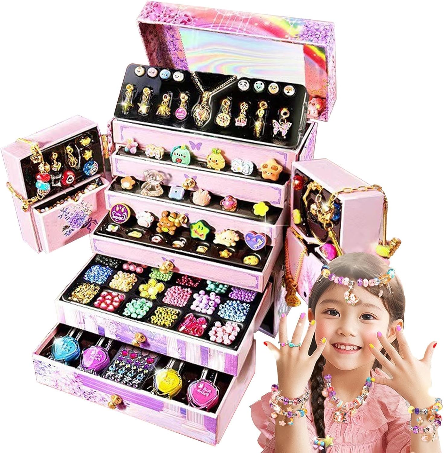 Bead Bracelet Kit, Bracelet Craft Supplies, Colorful Bracelet Kit, Multifunctional Bead Kit, Funny Bracelet Kit, Bracelet Making Kit, Colorful Charm Bracelet Making Kit for Girls