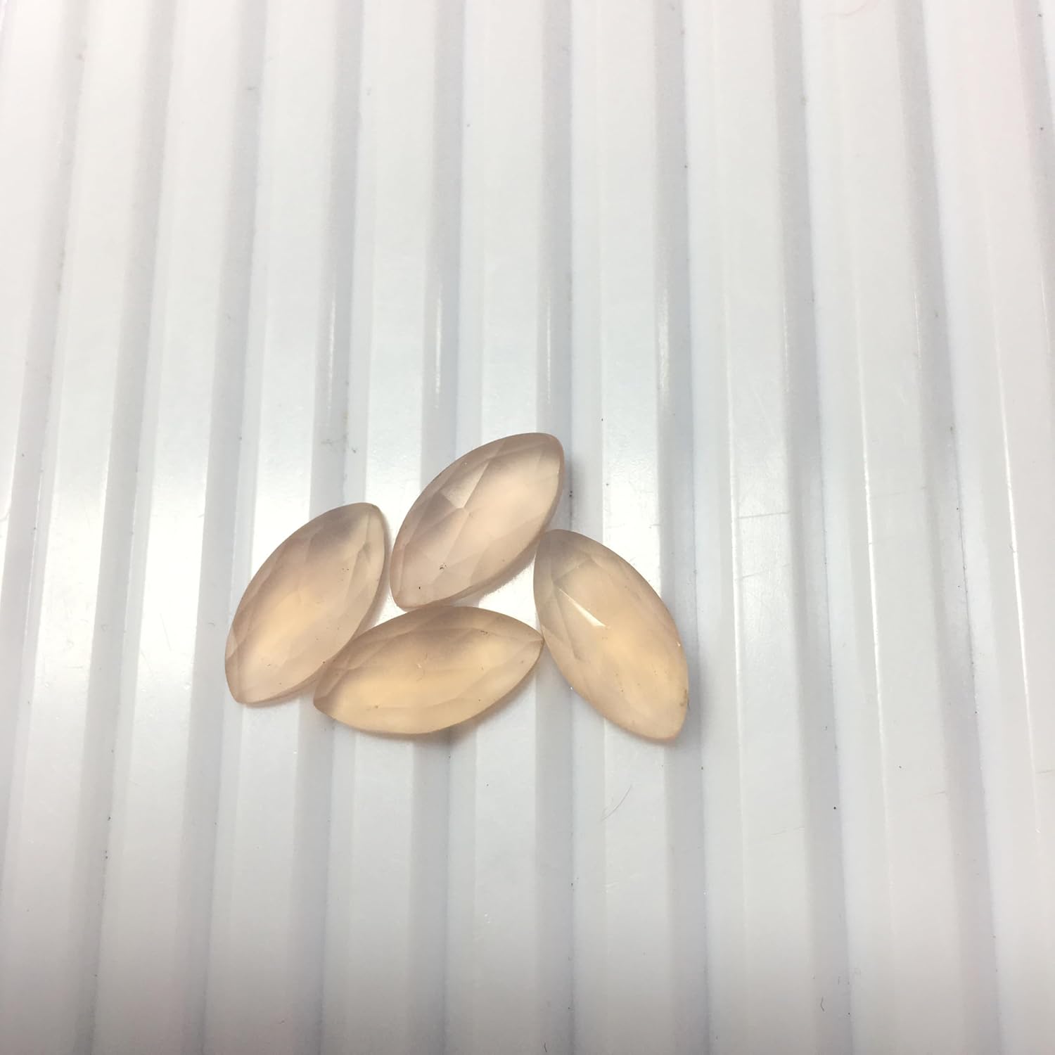 Natural Pink Chalcedony Marquise Rose Cut Flat Back Loose Gemstones for Earrings Pendant & Jewelry Making (10 Pieces) Set (11x22 MM)