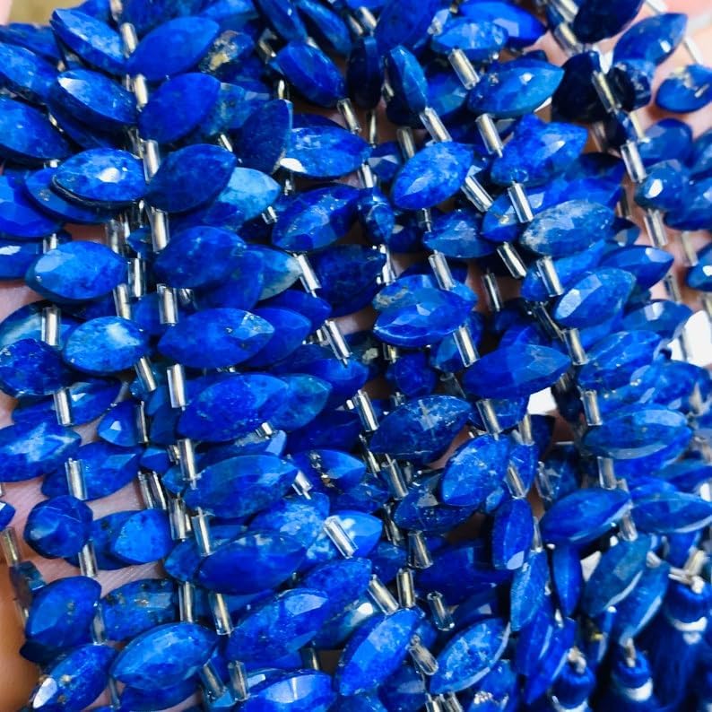 Natural Lapis Lazuli Boat Faceted Beads 12X6 14X7 mm 8 inch Long String Jewelry Making Gemstone Beads for Necklace Bracelet