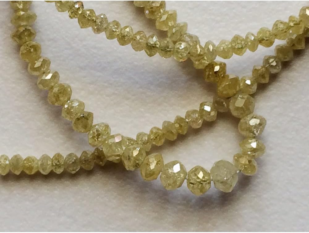 3mm Yellow Sparkling Faceted Diamond Beads, Conflict Free Diamonds Rondelle For Jewelry, Yellow Diamond Beads (2Pcs To 5Pcs Options), 3 MM