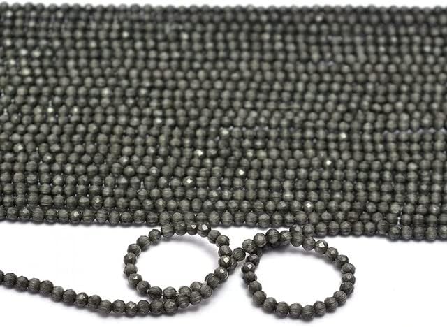 AAA+ Monalisa Stone 2mm-2.5mm Faceted Rondelle Beads | 13inch Strand | Grey Monalisa Semi Precious Gemstone Loose Beads for Jewelry Making CHIK-STNRD-22029