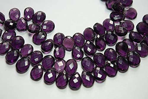 8 inch Strand of Natural Amethyst 10x14mm pear Faceted briolette Beads for DIY Jewelry Making. |BRIO_00238