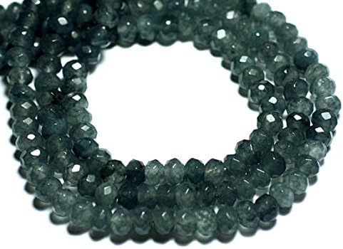 39cm stone beads - Jade Rondelle faceted 6x4mm dark grey