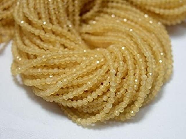 Yellow Calcite Beads, Micro Faceted Rondelles 3mm Beads Gemstone Beads 13.5 Inch lot of 5 Strands Chik-STRD- 92822