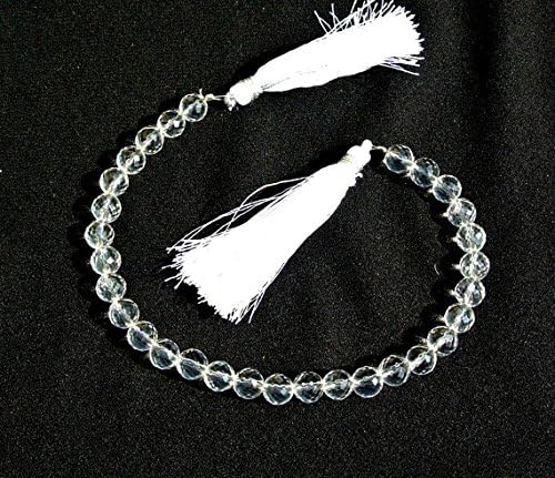 13 inch natural beads strand of 7mm faceted round crystal quartz gemstone beads for DIY jewelry - necklace, bracelet, earring, ring.