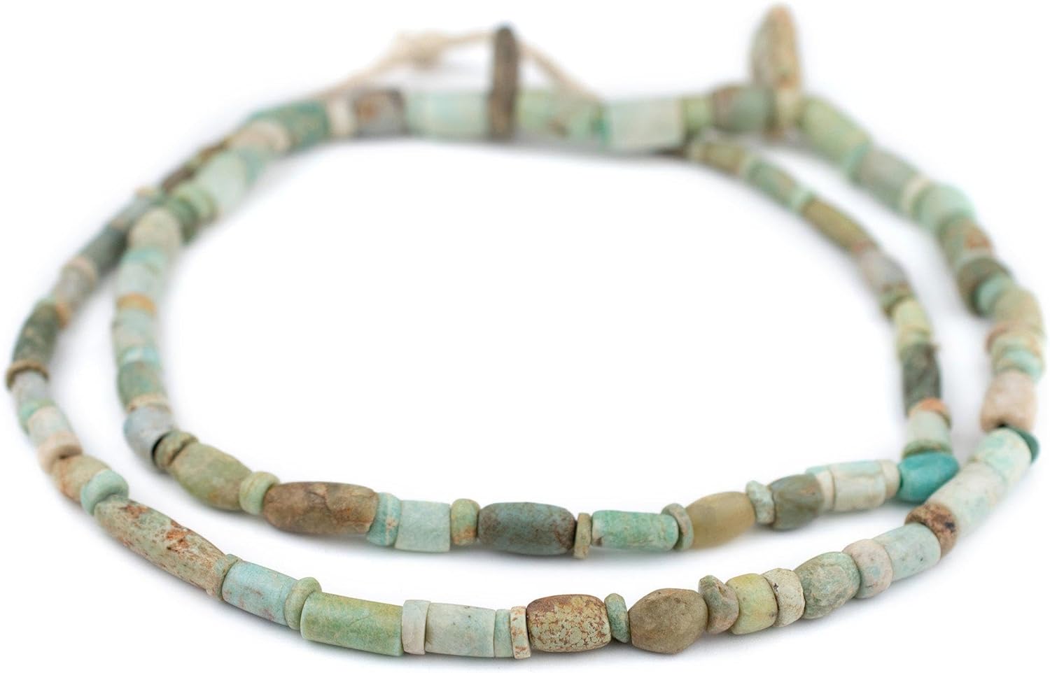 The Bead Chest Ancient Amazonite African Stone Beads #8628 12mm Mali Green Mixed Gemstone Large Hole 38 Inch Strand Handmade