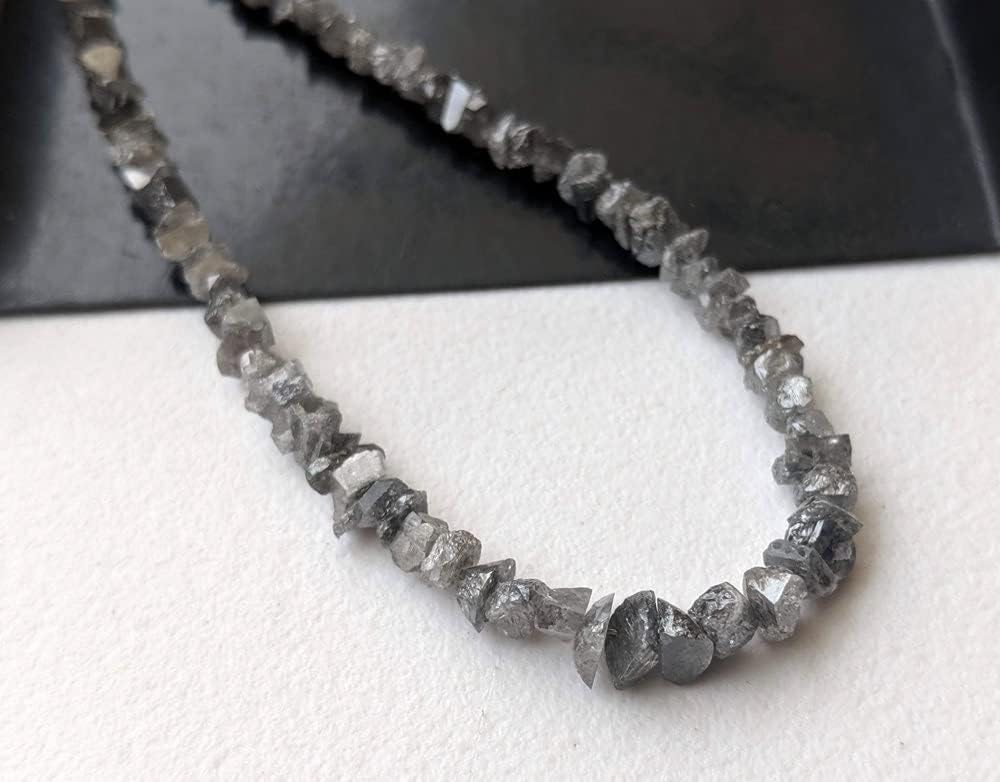 1.5-3.5mm Salt And Pepper Rough Diamond Beads, Raw Uncut Diamond Beads, Diamond Chip Beads Strand (8IN To 16IN Options) - PPD581, 1.5-3.5 MM Approx.