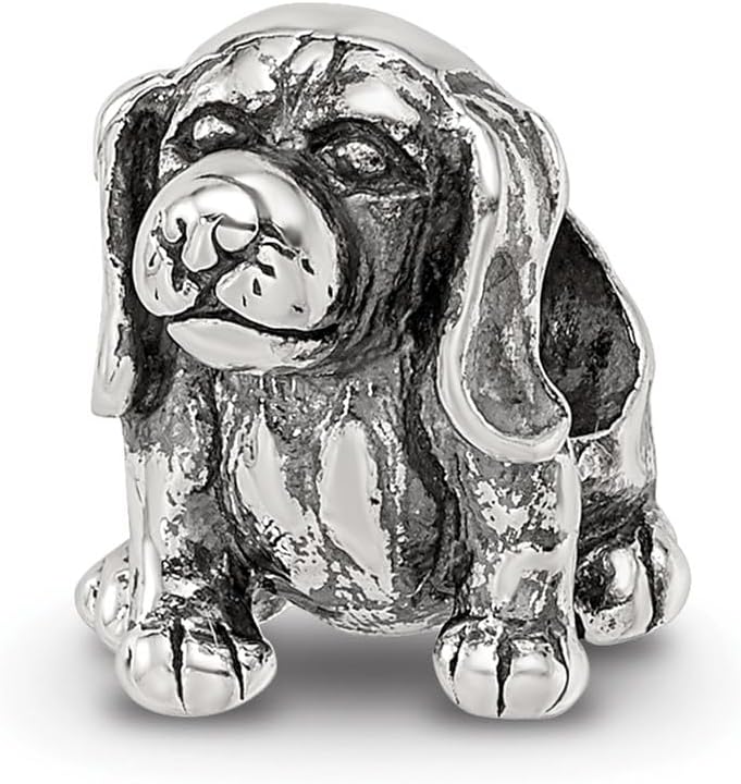 Solid 925 Sterling Silver Reflections Beagle Bead (9.1mm x 10.9mm)