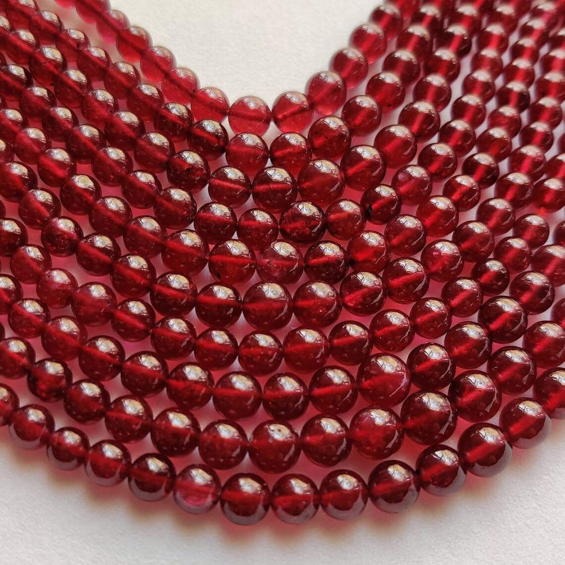Natural Ruby Round Smooth Beads 5 mm to 7 mm 16 inch Long String Jewelry Making Gemstone Beads for Necklace Bracelet