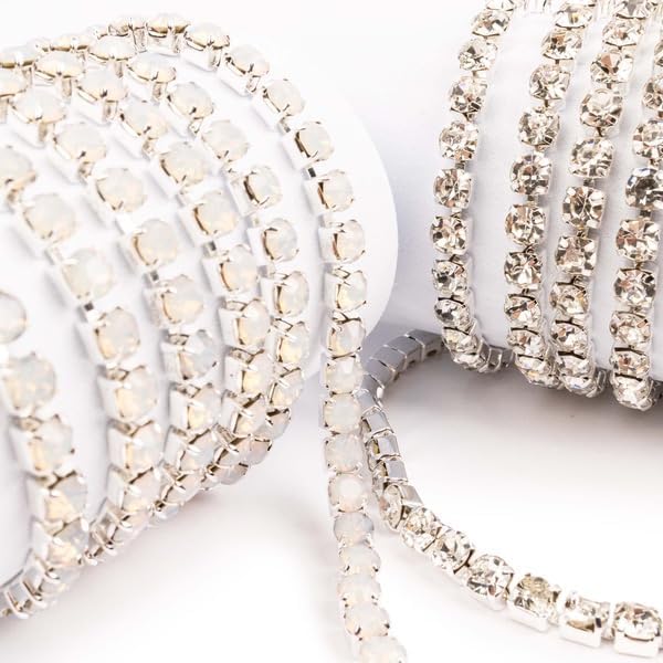 PotomacBeads, 5 Pieces, Crystal Cup Chain Collection, SS24 (5.5mm), 5 Colors, Silver Plated