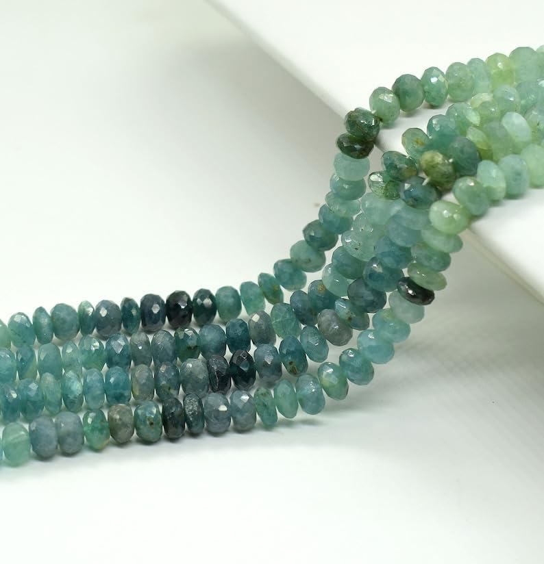 13 inch Strand of Natural gem Grandidierite, 7-7.5mm rondelle Faceted Beads for DIY Jewelry Making. | Beads_03813