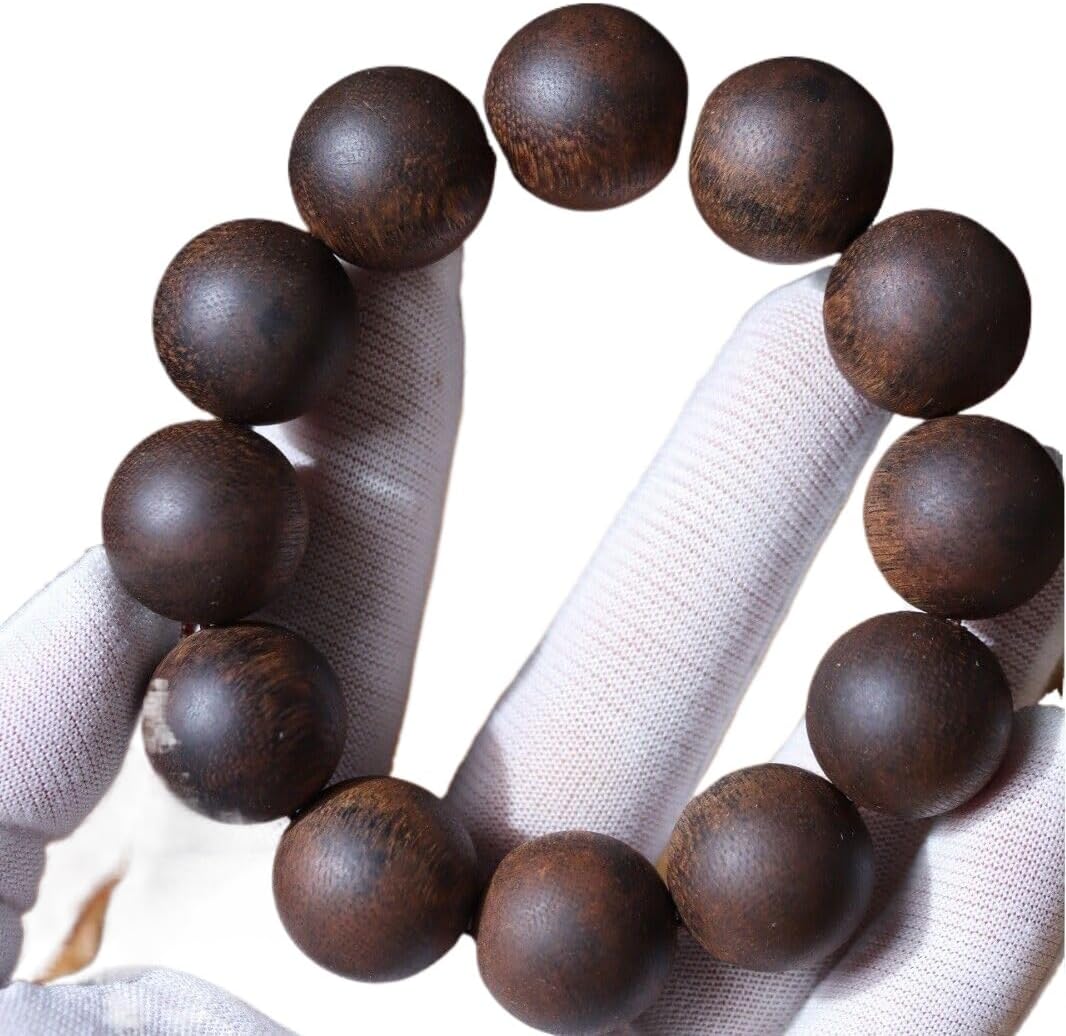 Agarwood 21mm*12pcs China Hainan Top Purple Chess Agarwood Skewers Buddha Beads Rosary